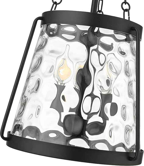 ML Lighting | Adabella Collection | 20403-MB | 3 Light Pendant in Matte Black Finish with Clear Hammered Glass Shade | Perfect for Kitchens, Dining Rooms, Living Rooms, Entryways, Hallways