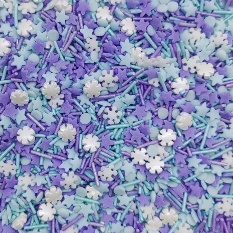 Snowflake Sprinkles Blue & White & Purple Christmas Sprinkles Mixed size snowflake Stars Jimmies CakeCookie Decorating Perfect for Wedding Party Valentine Halloween Christmas Supplies 4.58OZ (4.58 Ounce)