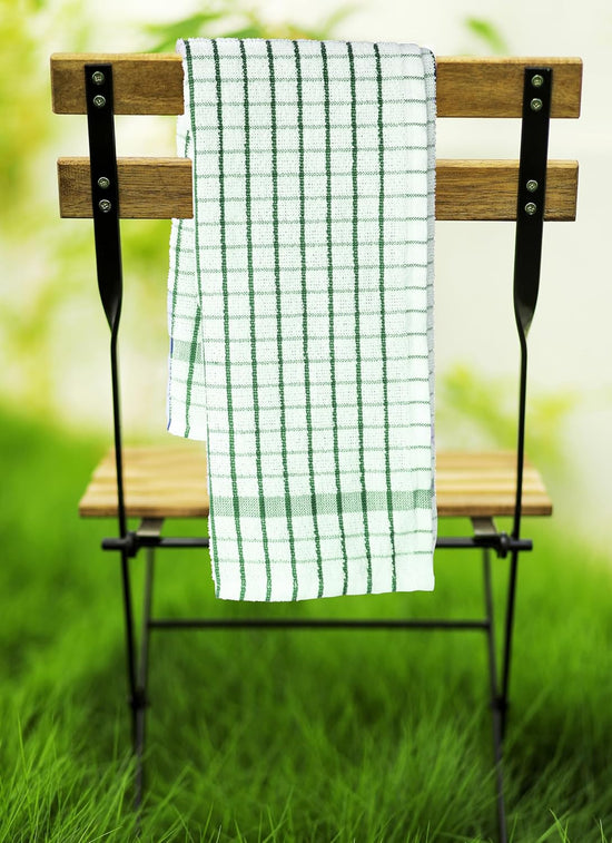 AMOUR INFINI Kitchen Towels Set of 4 - Highly Absorbent, Super Soft Terry Cotton 20x28 Inch Dish Towels with Hanging Loop - Hand & Tea Towels for Cleaning & Drying Dishes (Green) - Nestoria