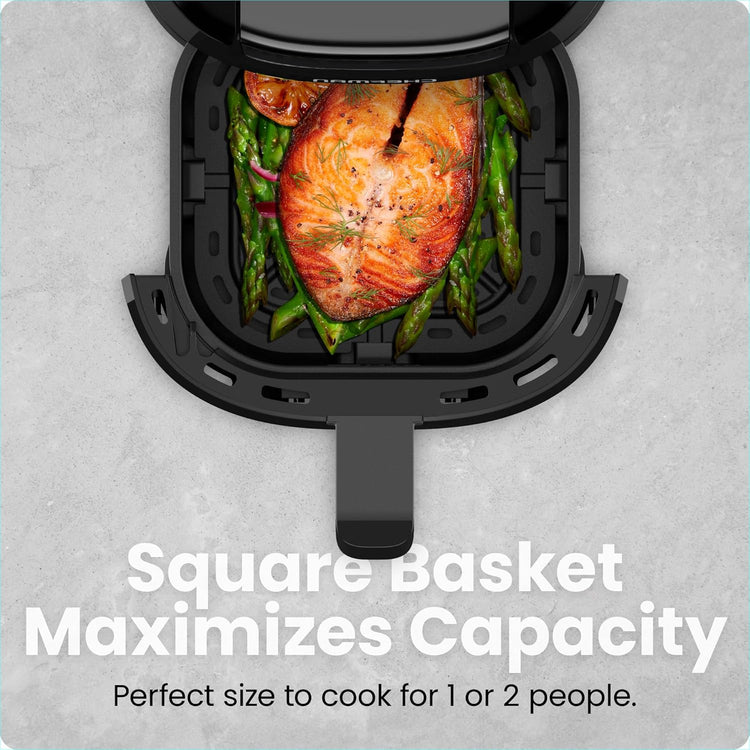 CHEFMAN 2 Qt Mini Air Fryer – Digital Space-Saving Compact Air Fryer with Nonstick and Dishwasher Safe Basket, Quick & Easy Meals in Minutes, Features Digital Timer and Shake Reminder – Black