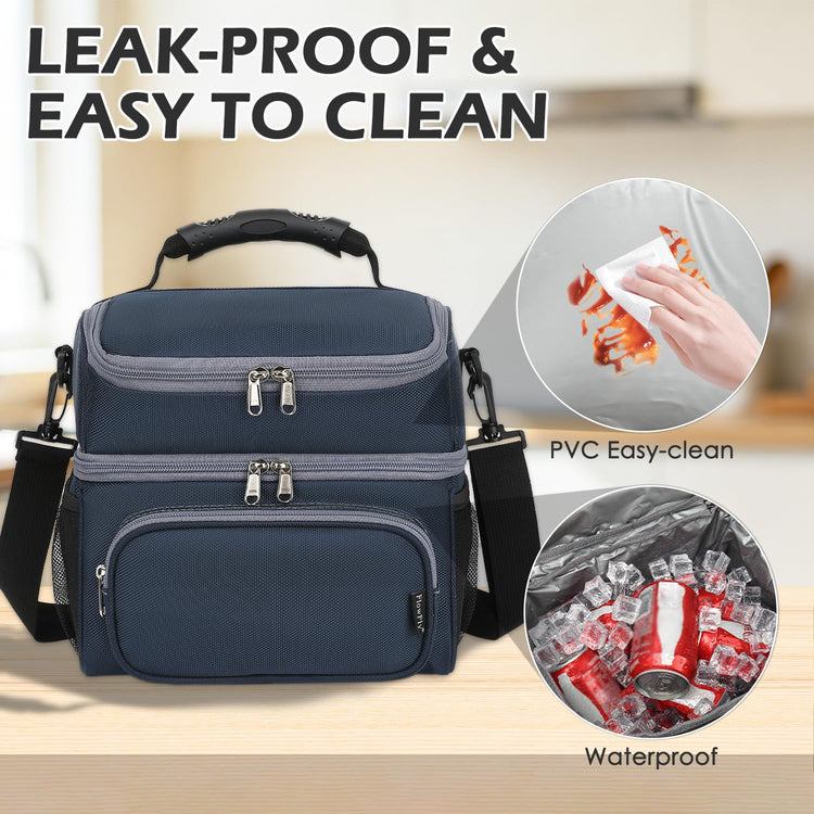 Double Layer Cooler Insulated Lunch Bag Adult Lunch Box Large Tote Bag for Men