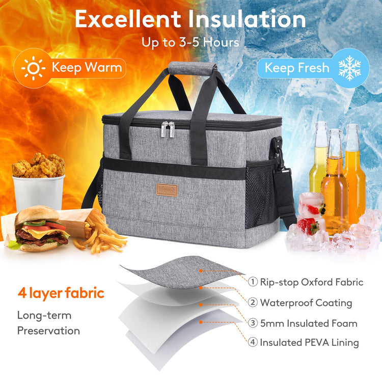 Cooler Bag 30 Cans Collapsible and Insulated Large Lunch Bag Leakproof Soft Cooler Portable for Camping