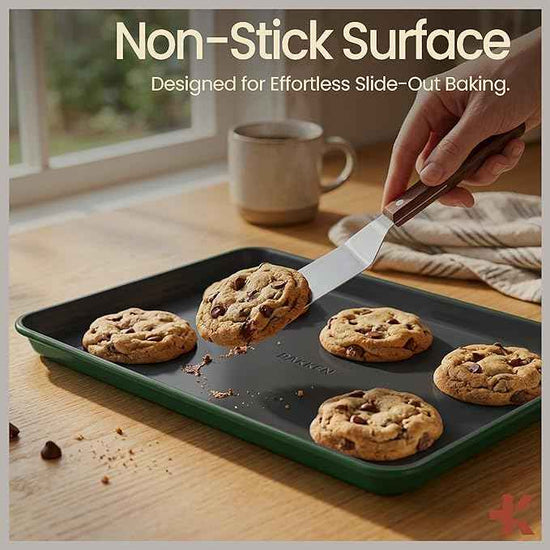 Bakken 8-Piece Ceramic Coated Bakeware Sets, Nonstick Aluminized Steel Pans with Muffin, Loaf, Cake, Roasting Pan, & Cooling Rack, Oven Safe Up To 500°F, Dishwasher Safe, BPA, PTFE & PFAS Free, Green