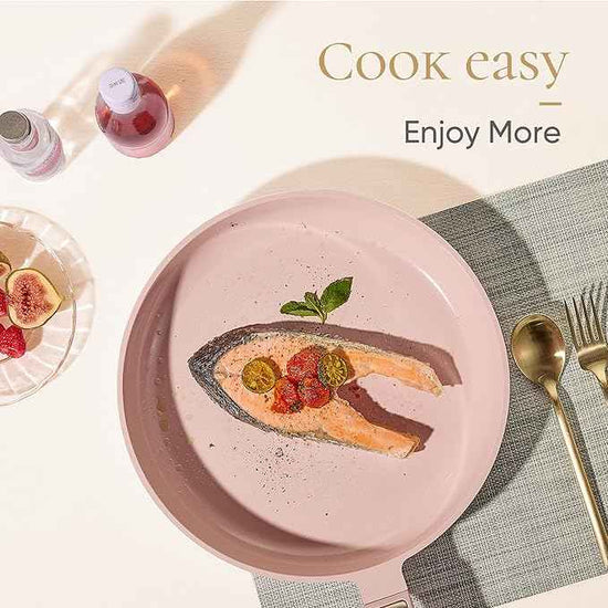 CAROTE Ceramic Cookware Set Nonstick, 14pcs Pots and Pans Set Nonstick, Non-Toxic & PFAS-Free, Dishwasher, RV/Camping Cookware Set, Cooking Pots with Lids, Pink Blush