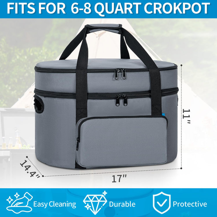 Double Layer Slow Cooker Travel Bag Compatible with 6