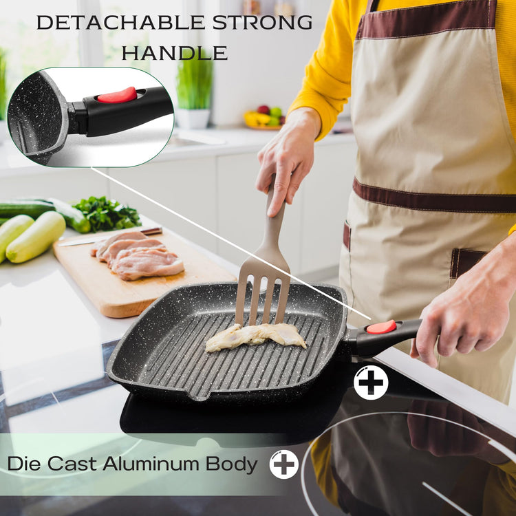 Grill Pan for Indoor Cooking 11Inch Nonstick Square Grill Pan