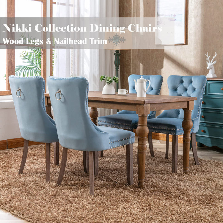 Light Blue Velvet Dining Chairs Set of 6 (6 Count)