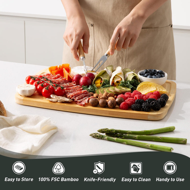 3 packs Bamboo Cutting Board Set Non Slip Feet Over Sink For Kitchen Meal Prep & Serving Brides Her Wedding Day Bridal Shower Engaged Wed House Christmas Married Future Unique Cool Gifts (3 Count)