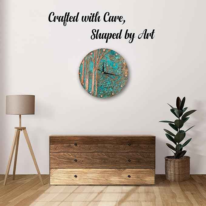 Handmade Copper Wall Clock Artisan Touch in Every Piece - Tree of Time Wall Decor Copper Clock for Living Room, Office, Kitchen & Bedroom (Time Circles Tree, 17.7)