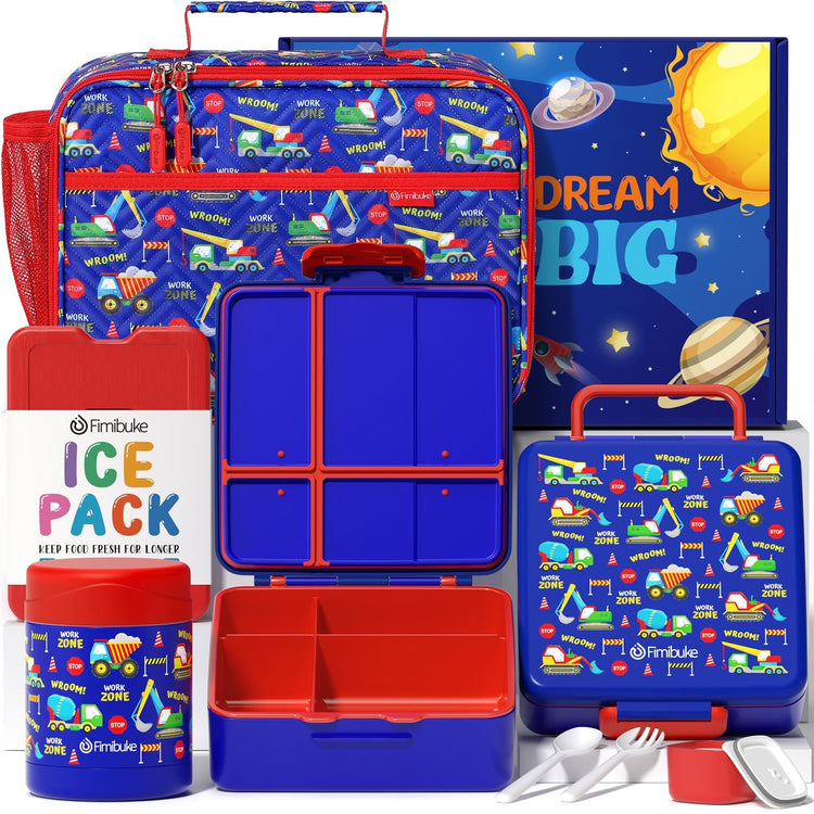Kids Bento Snack Lunch Box with Thermo Insulated Toddler Lunch Bag