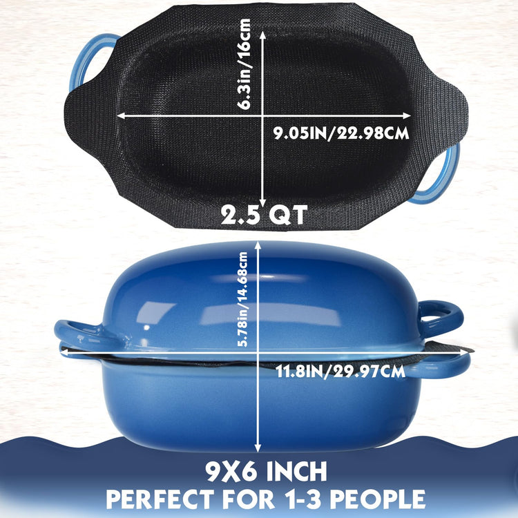 Dutch Oven 2.5QT Bread Pans with Silicone Liner for Bread Baking