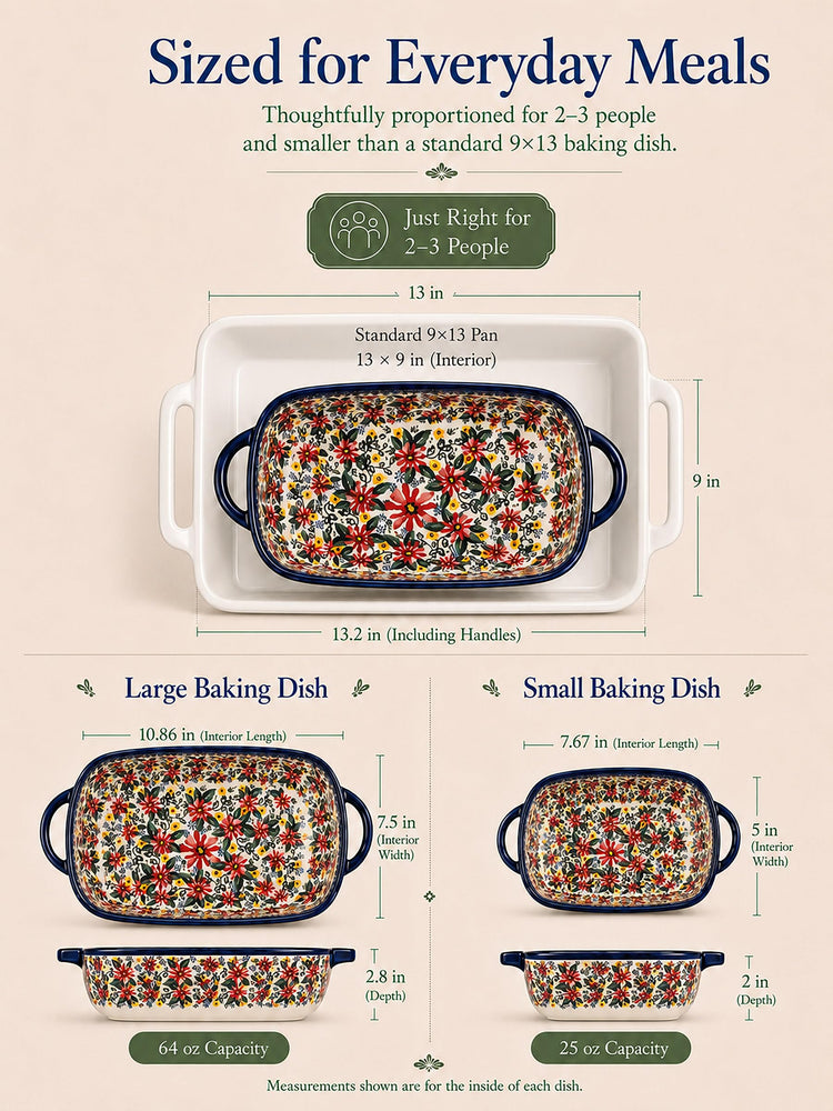 2 Piece Polish Pottery Style Ceramic Baking Dish Set (2 Count)