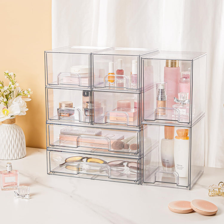 Clear Stackable Storage Drawers Set of 8 (8 Count)