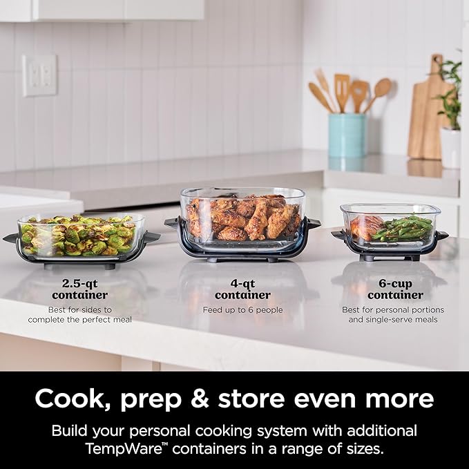 Ninja 4-QT CleanCrisp™ Glassware Container with Storage lid, Compatible with Ninja Crispi Portable Cooking System, Microwave, Freezer & Dishwasher Safe, PFAS & PTFE Free Glass, XSKSFN4QT
