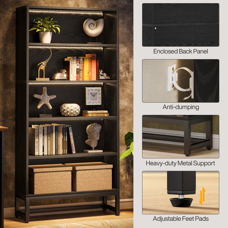 Tall Bookcase Black Bookshelf