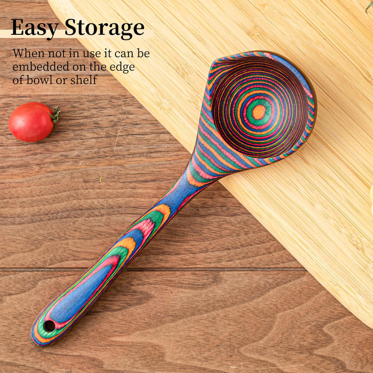 Pakkawood Rainbow Deep Soup Ladle with Spout