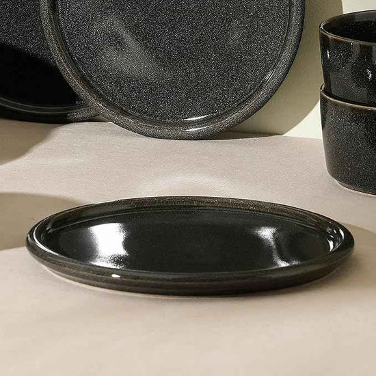 Stone Lain Eden 4-Piece Salad Plate Set Stoneware, Charcoal Grey