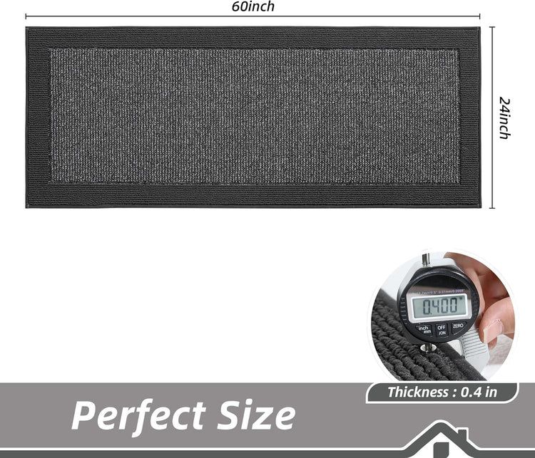 BEQHAUSE Kitchen Runner Rugs 24"x60", Kitchen Rugs Non-Slip Kitchen Mats for Floor, Absorbent and Stain Resistant Kitchen Mats, Machine Washable Rug for Kitchen, Hallway, Laundry & Sink, Charcoal