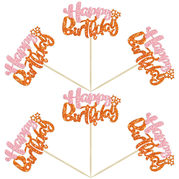 24Pcs Happy Birthday Cupcake Toppers (24 Count)