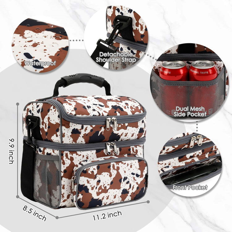 Double Layer Cooler Insulated Lunch Bag Adult Lunch Box Large Tote Bag for Men (2 Count)