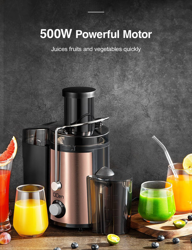 Juicer Machine, 800W Centrifugal Juicer Extractor with Wide Mouth 3” Feed Chute for Fruit Vegetable, Easy to Clean, Stainless Steel, BPA-free (Rose Gold)