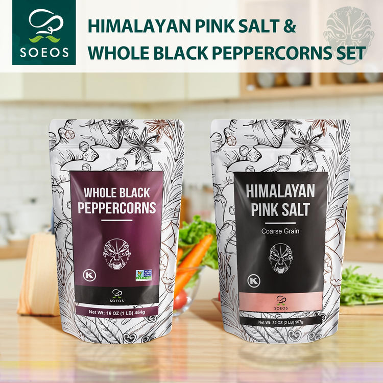Pink Salt 32Oz + Rainbow Peppercorns 12Oz (44 Ounce)