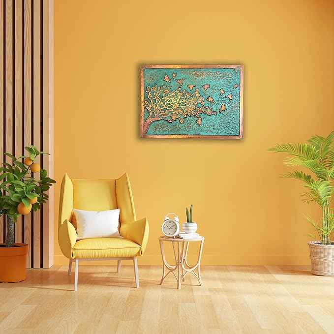 nooc art Handmade Copper Wall Art for Home, Living Room, Bedroom, Kitchen and Office Decor, Rustic Decorative Mural Art for Farmhouse Decor (Tree of Peace, 13.7 x 19.7, Unframed)