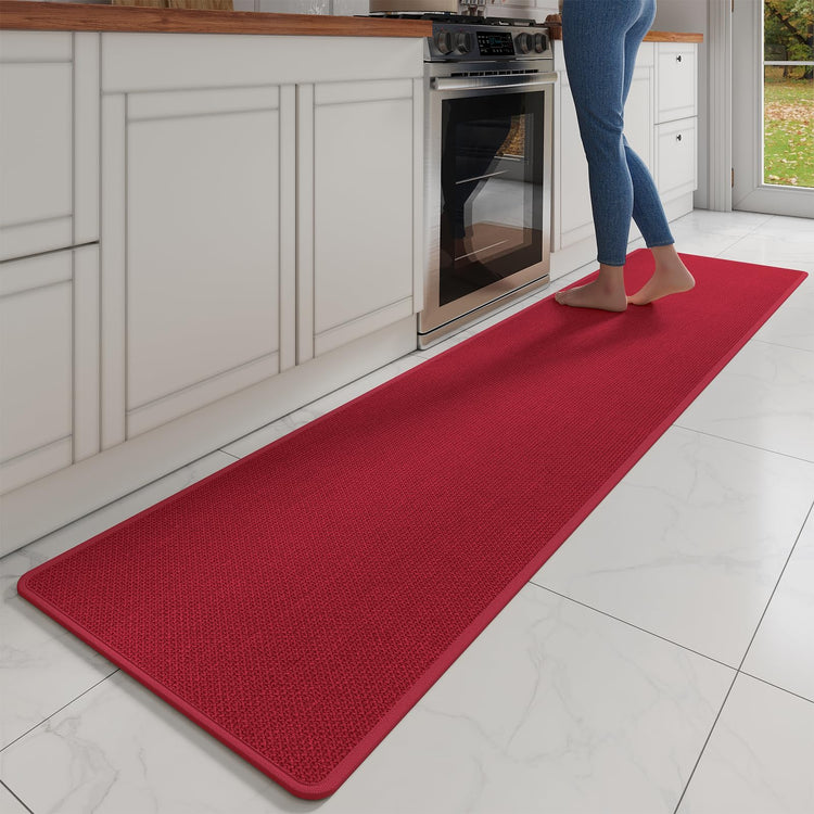 Extra Long Kitchen Runner Rugs Kitchen Mat Non Slip Red 17"x95" (14.397 Sq Ft)