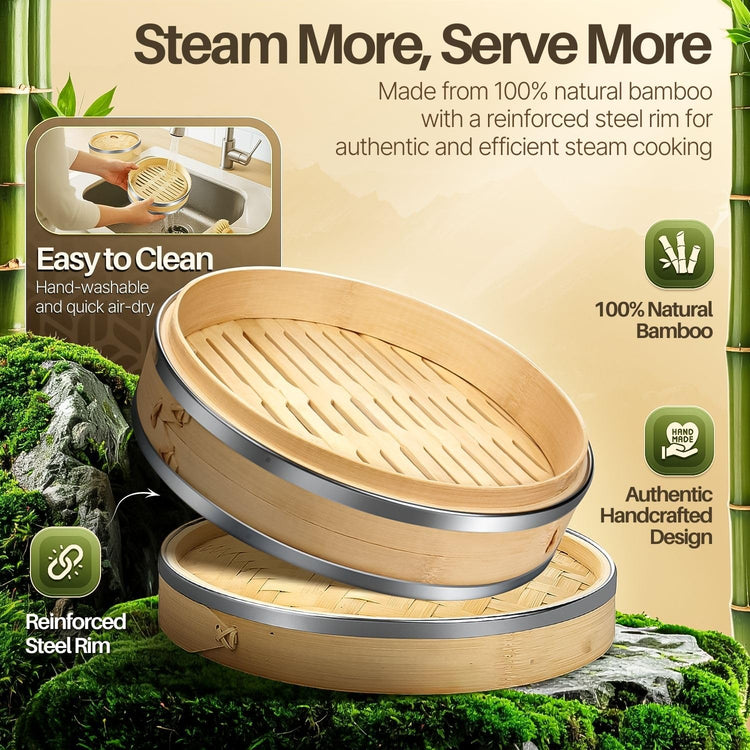 Bamboo Steamer Basket Set