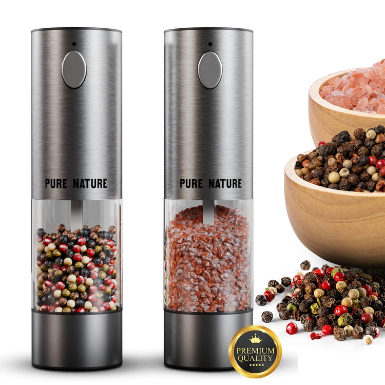 Electric Rechargeable Salt and Pepper Grinder Set with Tray