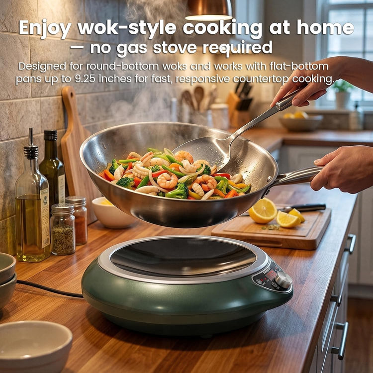 1700W 120V Concave Induction Wok Cooktop