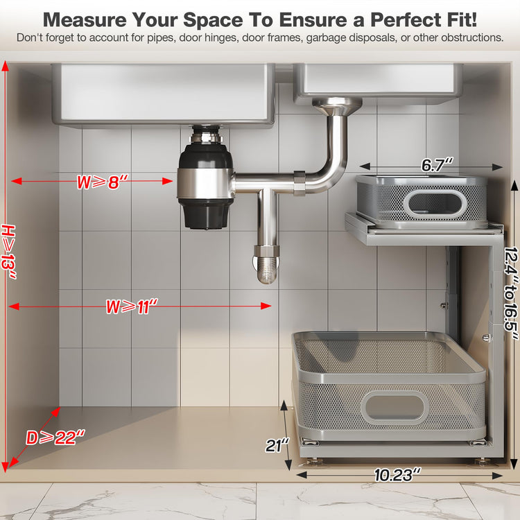 2 Pack 21IN Depth Under Sink Organizer With Next (2 Count)