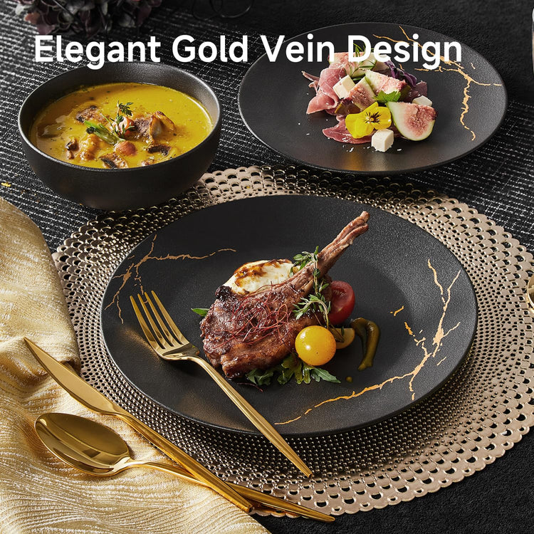 24 Piece Matte Crackle Dinnerware Sets