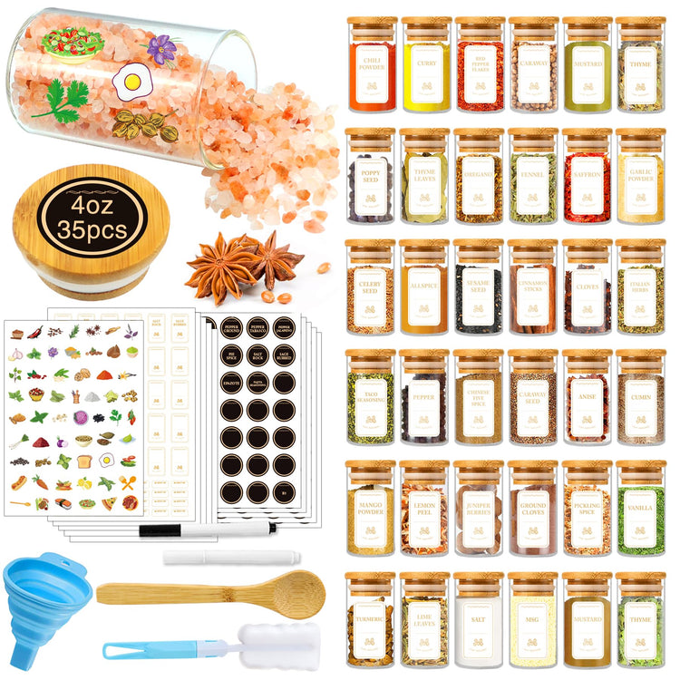Spice Jars with Labels (35 Count)