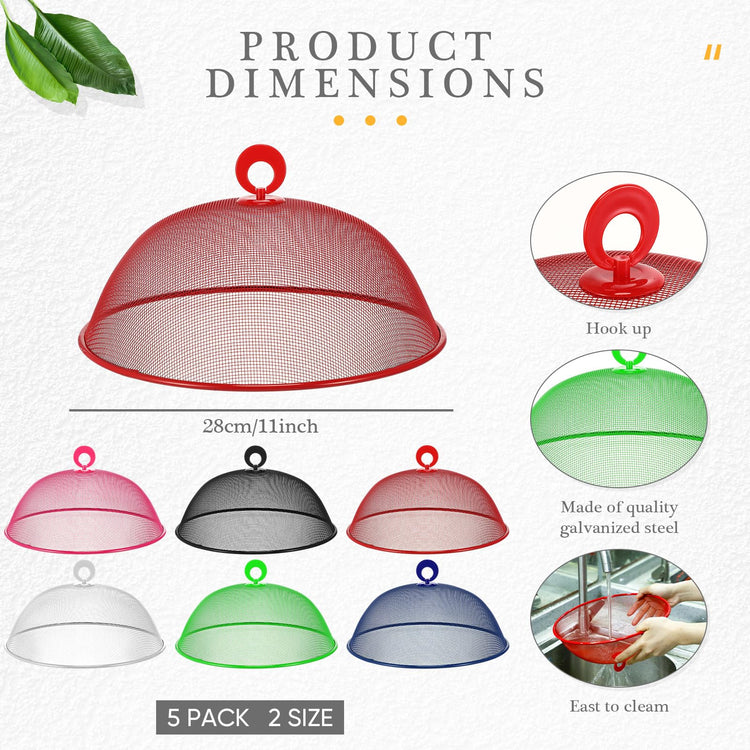 6 Pcs Metal Mesh Food Cover Outdoor Mesh Food Tents Dome Screen Plate Covers for Dinner Plates Reusable Fruit Fly Nets Picnic Umbrella for Table