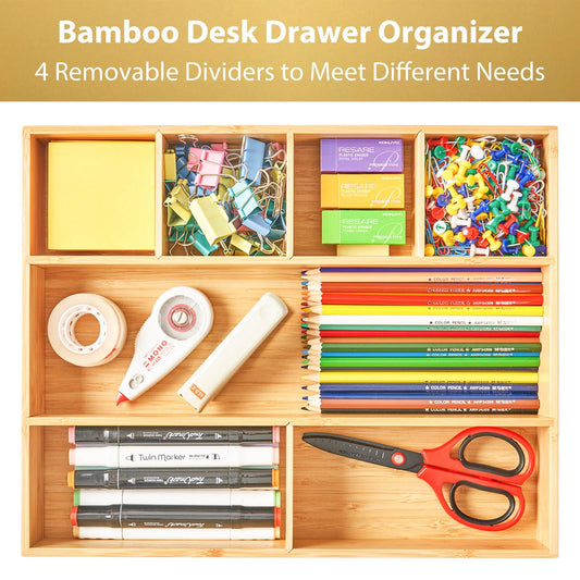 Large Bamboo Desk Drawer Organizer