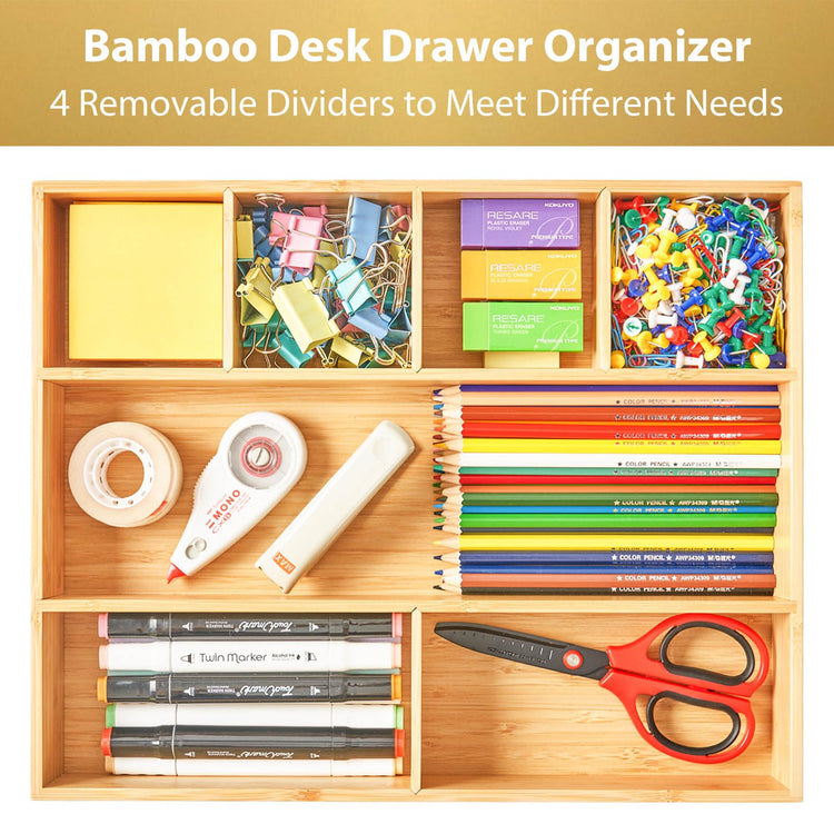 Large Bamboo Desk Drawer Organizer
