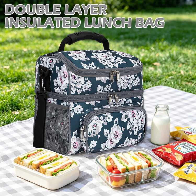 Double Layer Cooler Insulated Lunch Bag Adult Lunch Box Large Tote Bag for Men