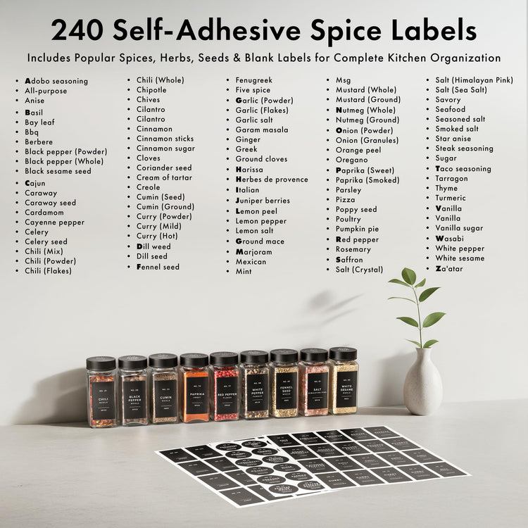 Glass Spice Jars with Label (24 Count)