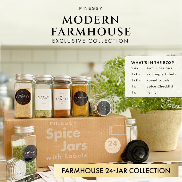 Thick Glass Spice Jars With Labels (24 Count)