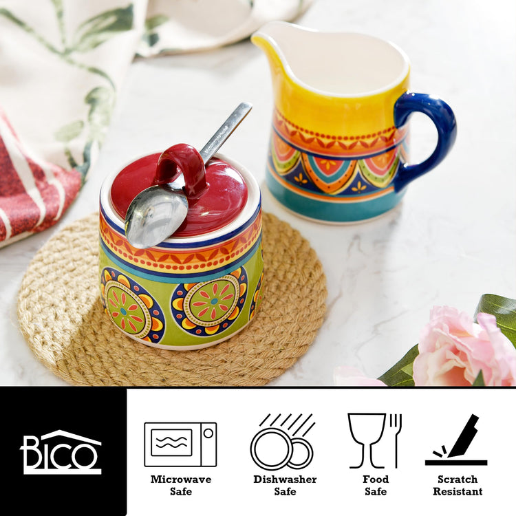 Tunisian Ceramic Sugar and Creamer Set