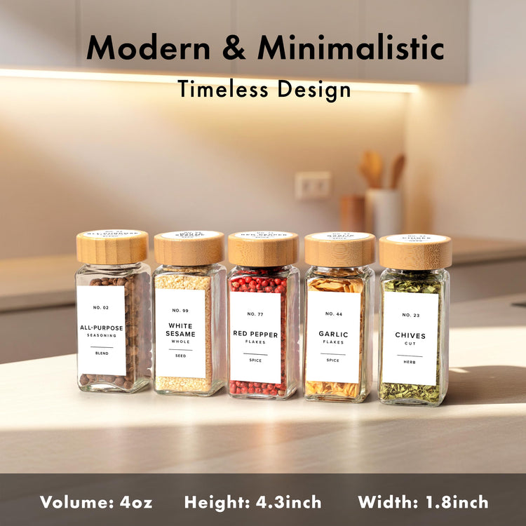 Glass Spice Jars with Label (24 Count)