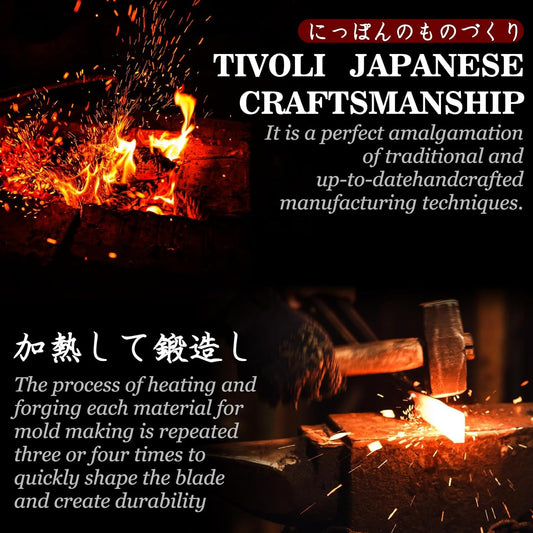 TIVOLI Ulu Knife with Sheath – Full Tang Rosewood Handle, Gift Box Included, Pizza Cutter & Viking Butcher Cleaver Knife for Meat and Herbs, Great for Outdoor Cooking and Unique Japanese Gifts for Men