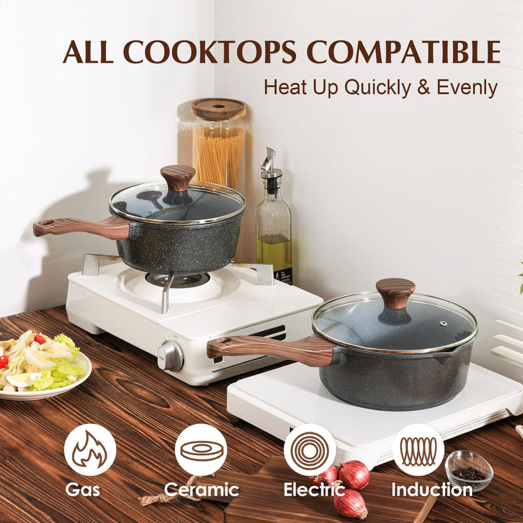 Nonstick Sauce Pan Set with Lid (2 Count)
