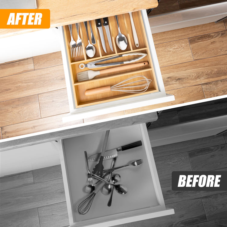 Bamboo Silverware Drawer Organizer
