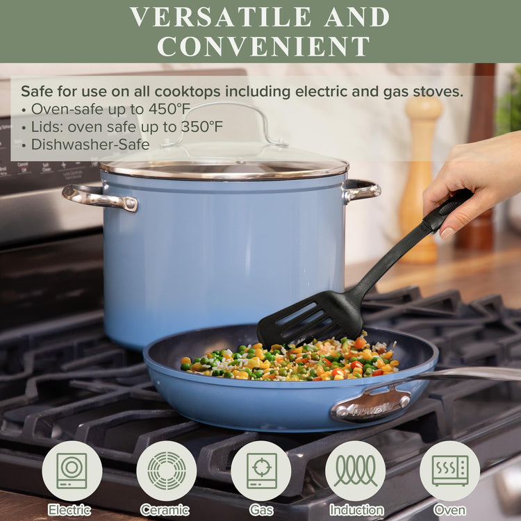 Healthy Duralon Blue Ceramic Nonstick Cookware Set