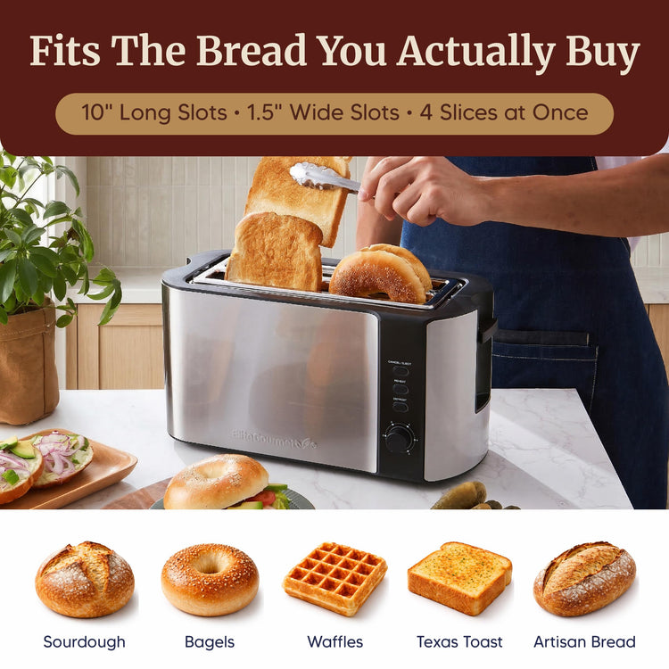 ECT-3100 4-Slice Long Slot Toaster, Stainless Steel