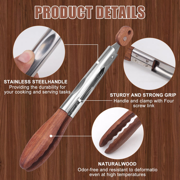 2 pcsTongs for Cooking with Wooden Tips