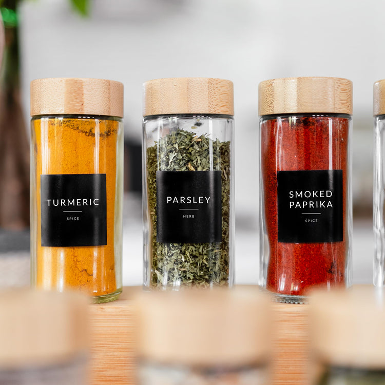 Glass Spice Jars with Label (24 Count)