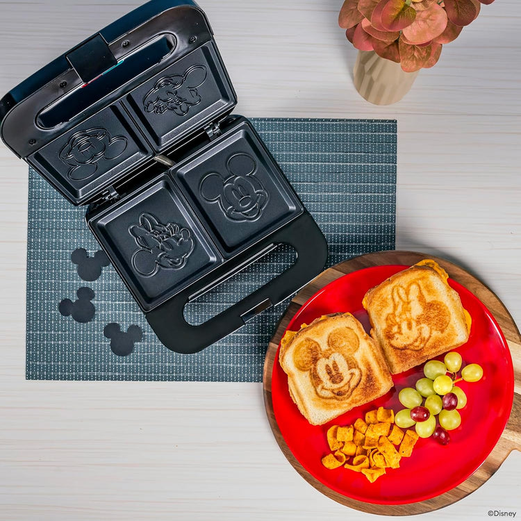 Uncanny Brands Disney Mickey and Minnie Mouse Sandwich Maker - Small Kitchen Appliance